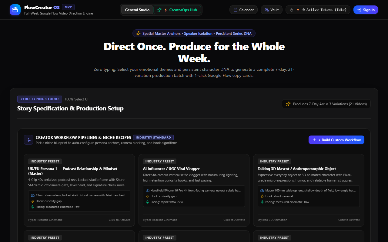 FlowCreator OS live web preview